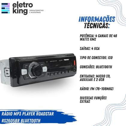 Imagem de Auto Radio Mp3 Roadstar Cont. Remoto Bluetooh Rca Fm Sd Usb