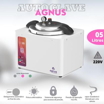 Imagem de Autoclave Agnus 5 Litros Cor Rosa - 220V ANVISA