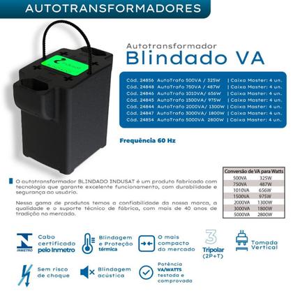 Imagem de Autotransformador Blindado Tripolar Indusat De 1010va 656w