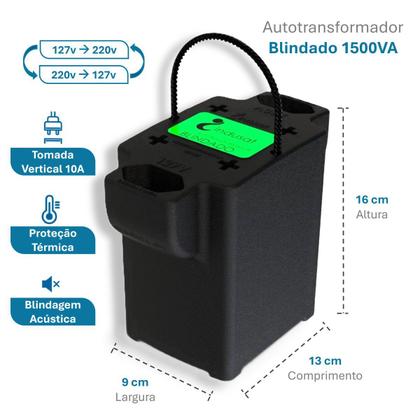 Imagem de Autotransformador Blindado Tripolar Indusat De 1500va 975w