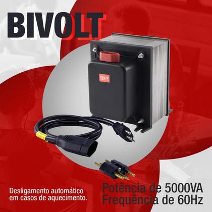 Imagem de Autotransformador Slim Fit 5000Va 20A Bivolt com Fusível Térmico Rearmável - Force Line