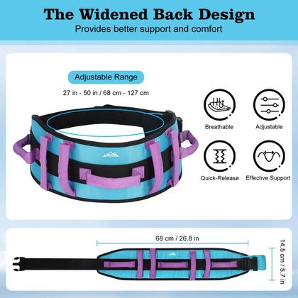 Imagem de Auxiliar de transferência antiderrapante Gait Belt Supergear com 7 alças Aqua