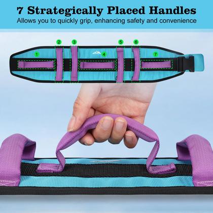 Imagem de Auxiliar de transferência antiderrapante Gait Belt Supergear com 7 alças Aqua