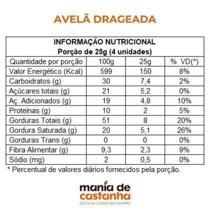 Imagem de Avelã Drageada com Chocolate 70% Cacau 100g