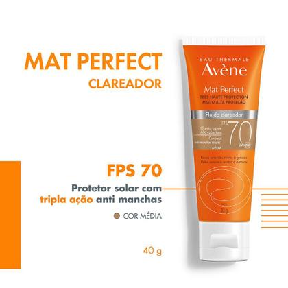 Imagem de Avène Eau Thermale Mat Perfect FPS70 Média Protetor Solar Facial Clareador 40g