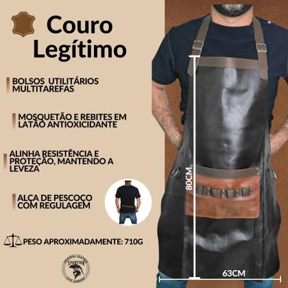Imagem de Avental Churrasco Couro Bovino Premium Churrasqueiro Raiz
