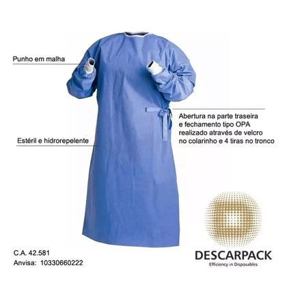 Imagem de Avental Cirúrgico Reforçado Estéril Descarpack Com Toalha De Mão