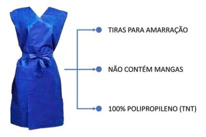 Imagem de Avental Descartável Azul Sem Manga Gramatura 30gr Pct C10un