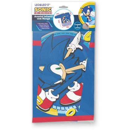 Imagem de Avental Infantil com Bolso e Manga Comprida Sonic 10145 Leo&ampLeo