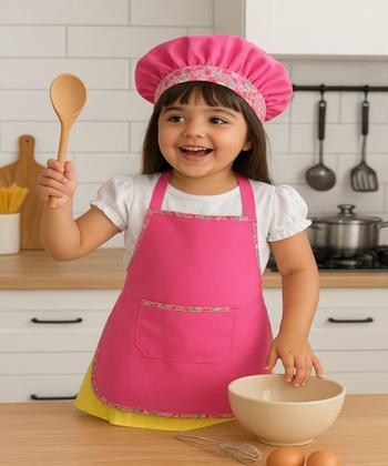Imagem de Avental Multiuso Infantil com Touca Menina Escolar Cozinha