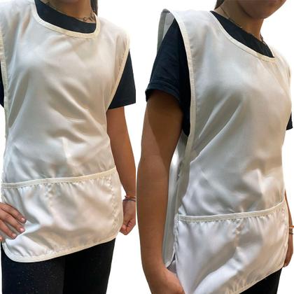 Imagem de Avental uniforme bata jaleco branco colete profissional unisex tamanho unico feminino masculino em t