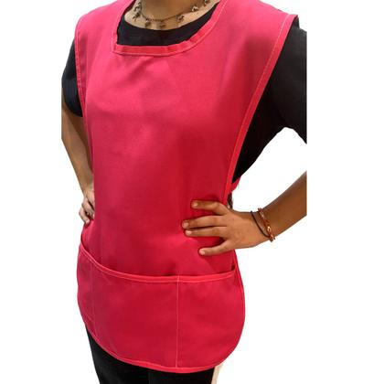 Imagem de Avental uniforme bata jaleco rosa colete profissional unisex tamanho unico feminino masculino em tec