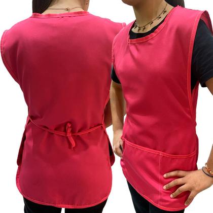 Imagem de Avental uniforme bata jaleco rosa colete profissional unisex tamanho unico feminino masculino em tec