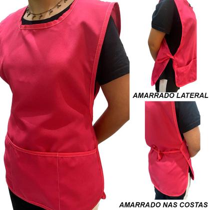 Imagem de Avental uniforme bata jaleco rosa colete profissional unisex tamanho unico feminino masculino em tec