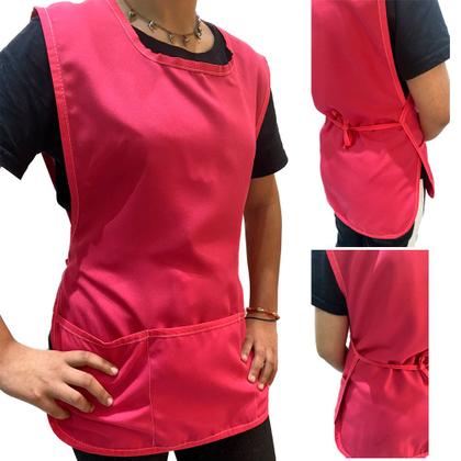 Imagem de Avental uniforme bata jaleco rosa colete profissional unisex tamanho unico feminino masculino em tec