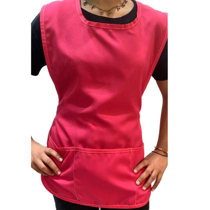 Imagem de Avental uniforme bata jaleco rosa colete profissional unisex tamanho unico feminino masculino em tec