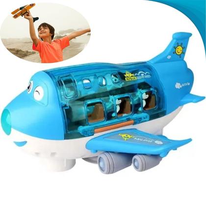 Imagem de Avião Azul Masculino Brinquedo Educativo Com Luzes e Som Envio Garantido Seguro Presente Criativo