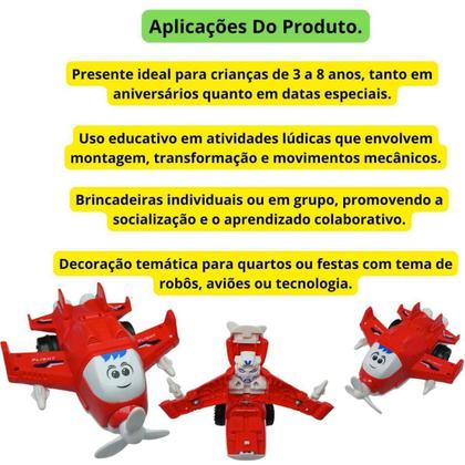 Imagem de Avião Brinquedos Fricção Transforma Criança Meninos Carrinho infantil Educativo Menino Coleção Presente