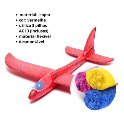 Imagem de Avião De Isopor Planador Manual Voa Com Luz