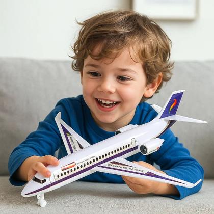 Imagem de Avião Gigante Com Som E Luzes 45 Cm Brinquedo Super Voo Cor Branco - Art Brink