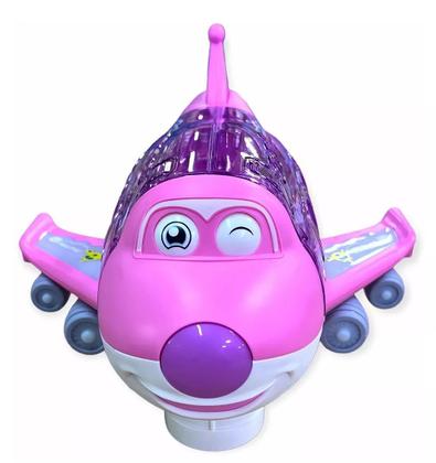 Imagem de Avião Musical Bate E Volta Gira 360 Luzes 3d Brinquedo Infantil