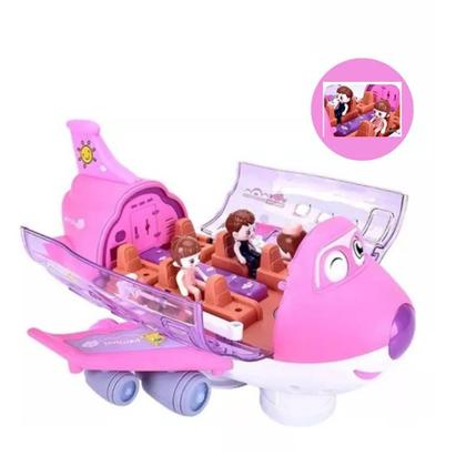 Imagem de Avião Musical Bate E Volta Gira 360 Luzes 3d Brinquedo Infantil