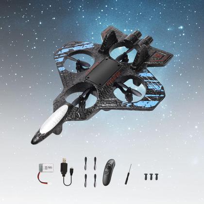 Imagem de Avião RC EPP 4 Hélices Preto Sensor Gravidade Voo Suave