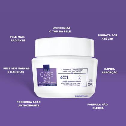 Imagem de Avon Care Creme Facial Uniformizador 6 em 1 Clareador de Manchas 100g