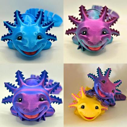 Imagem de Axolote Sorridente Articulado Brinquedo Fidget Toy Sensorial Lagarto Salamandra Presente Criativo