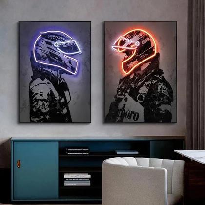 Imagem de Ayrton Senna Neon Capacete Arte De Parede Pintura Em Tela Pôsteres De Corrida De Motocicleta