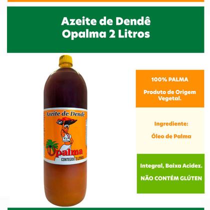 Imagem de Azeite De Dênde 2 Litros OPalma Garrafa Kit com 2 Unidades