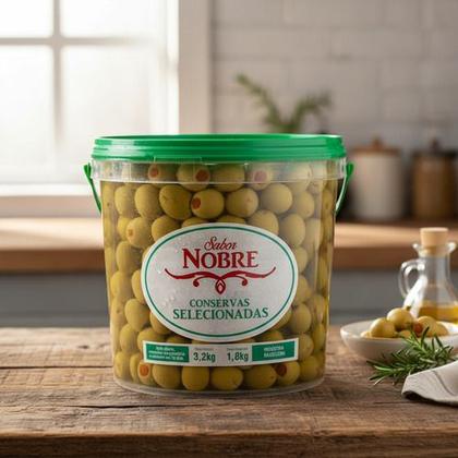 Imagem de Azeitona Verde Recheio Pimentão Sabor Nobre Balde 2kg