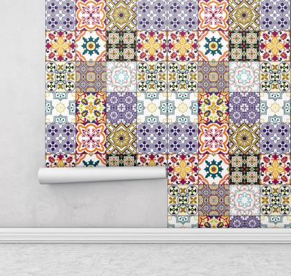 Imagem de Azulejo Adesivo Lavável Coloridos Português Para Cozinha