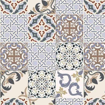 Imagem de Azulejo Adesivo Lavável Em Tons Azul Bege marrom Cinza E preto
