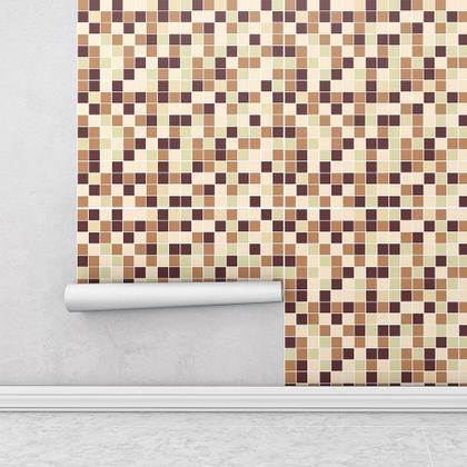 Imagem de Azulejo Adesivo Lavável Pastilhas em Tons de Bege Amarelo e marrom 1 Metro