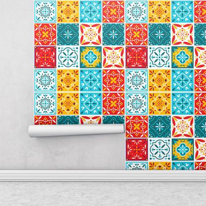 Imagem de Azulejo Português para Cozinha Hidráulico Colorido 1 Metro