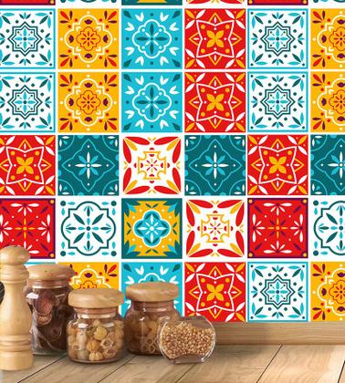 Imagem de Azulejo Português para Cozinha Hidráulico Colorido 1 Metro