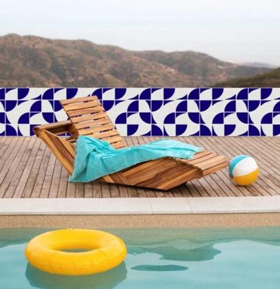Imagem de Azulejos decorativos geometricos blue 15,5x15,5 cm kit com 24peças, sendo 12 peças de cada modelo