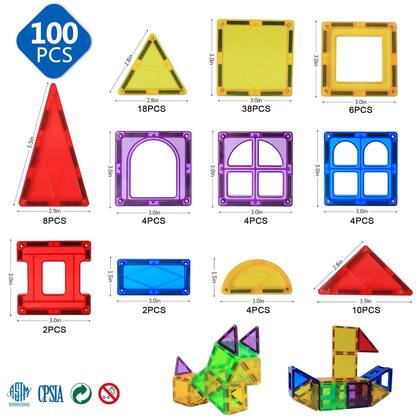 Imagem de Azulejos magnéticos de construção MAGBLOCK 100 unidades de brinquedos educativos para crianças