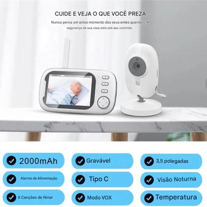 Imagem de Baba Eletronica Camera Digital VB603 Com Visão Noturna Áudio Bidirecional Tela Lcd Bateria Longa Duração