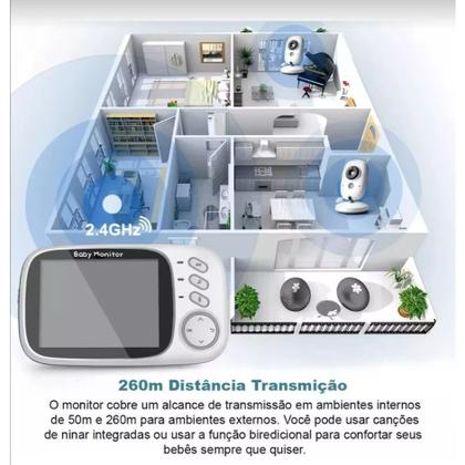 Imagem de Baba Eletrônica Com Monitor Visão Noturna, Câmera c/ Audio Sensor de Temperatura ALEX