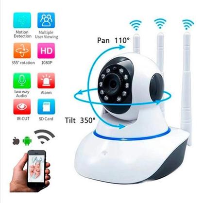 Imagem de Babá Eletrônica Monitor do Bebe Infantil Câmera Wifi Sem Fio Visão Noturna Com Microfone 360º Graus