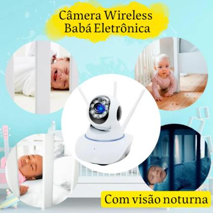Imagem de Babá Eletrônica Monitor do Bebe Infantil Câmera Wifi Sem Fio Visão Noturna Com Microfone 360º Graus