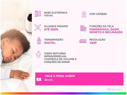Imagem de Babá Eletrônica Motorola MBP36S Tela 3,5” Monitoramento da Temperatura Ambiente Rotaçã