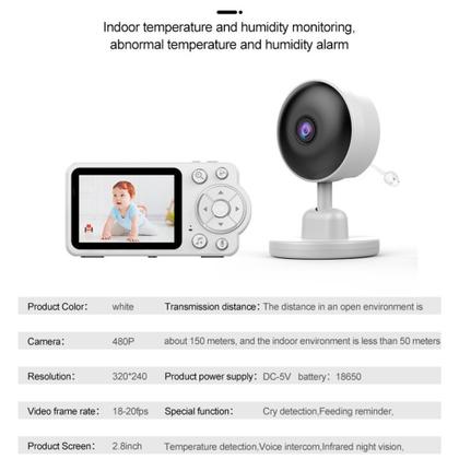 Imagem de Babá Eletrônica Visão Noturna Monitor LCD 2,8 Full HD Bivolt Sem Fio Digital