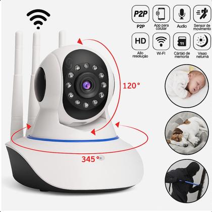 Imagem de Babá Eletrônica Wifi 3 Antenas Visão Noturna Áudio