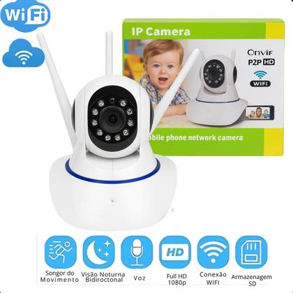 Imagem de Babá Eletrônica Wifi 3 Antenas Visão Noturna Áudio