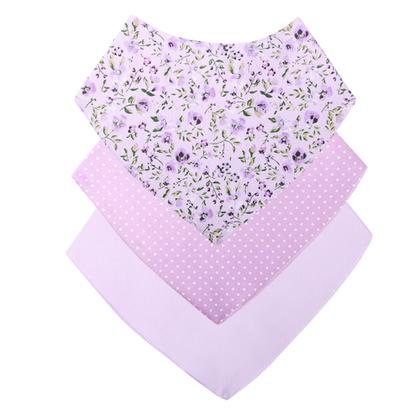 Imagem de Babador Bandana Para Bebê Menina Floral Lilás Kit Com 3