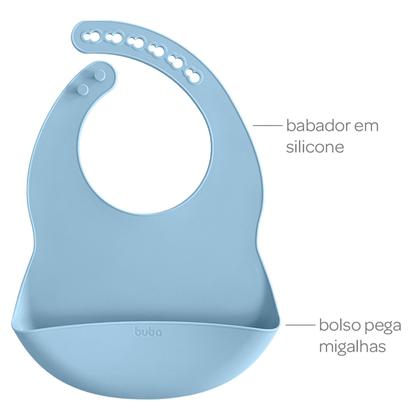 Imagem de Babador Bebê com Bolso Pega Migalhas Lavável Silicone Buba