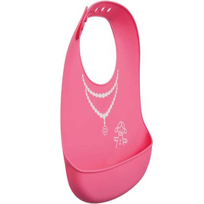 Imagem de Babador de Silicone Buba com Pega Migalhas Menina Rosa